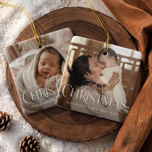 Elegant Baby’s First Christmas Photo Ornament