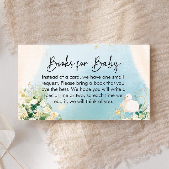 Elegant Baby Shower Books For Baby Enclosure Card (Swan Baby Shower Books for Baby Cards)