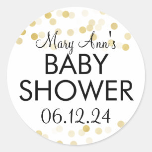Elegant Baby Shower Faux Gold Foil Glitter Lights Classic Round Sticker