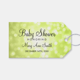 Elegant Baby Shower Favour Green Glitter Lights Gift Tags