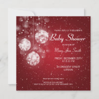 Elegant Baby Shower Festive Baubles Red