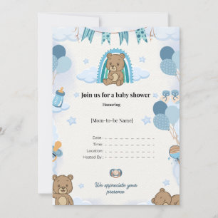 Elegant Baby Shower Flat Announcement Card 
