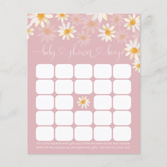 Elegant Baby Shower Floral Baby Bingo Game Card (Front)
