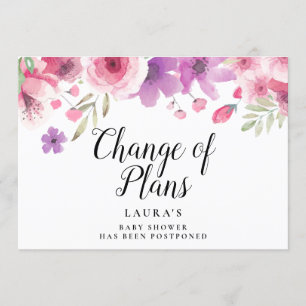 Elegant Baby Shower Floral Change of plans Invitation