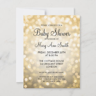 Elegant Baby Shower Gold Glitter Lights Invitation
