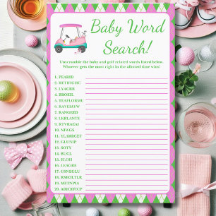 Elegant Baby Shower Golf Cart Word Scramble