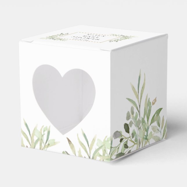 Elegant Baby Shower Greenery Botanical Favour Box (Front Side)