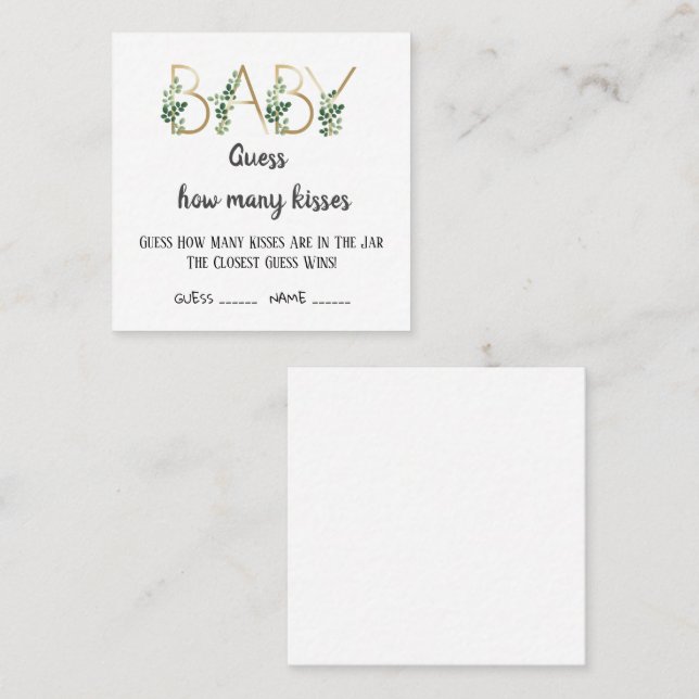 Elegant Baby Shower Guess How Many Kisses Card (Front/Back)