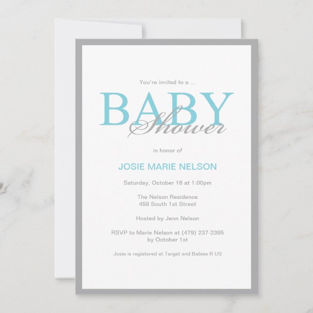 'Elegant Baby Shower' Invitation (Front)