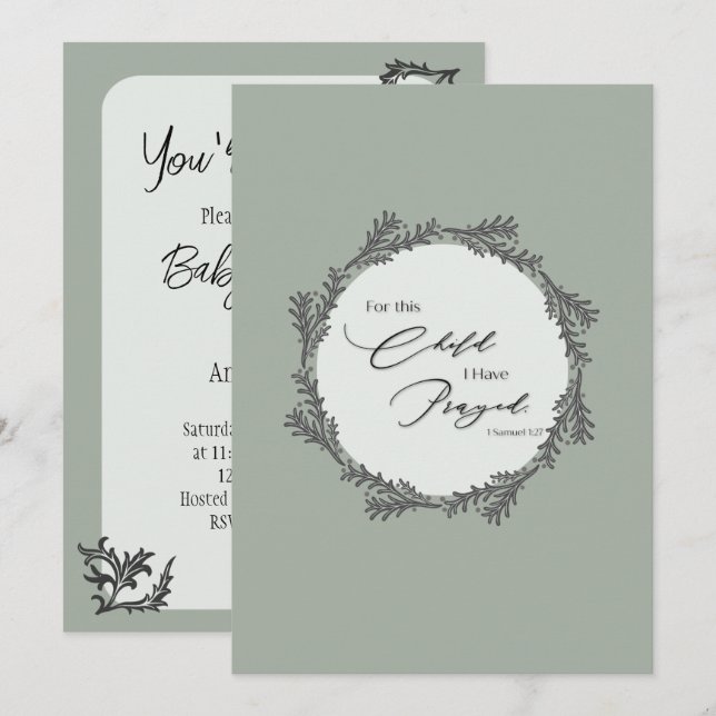Elegant Baby Shower Invitation- 1 Samuel 1:27 Invitation (Front/Back)