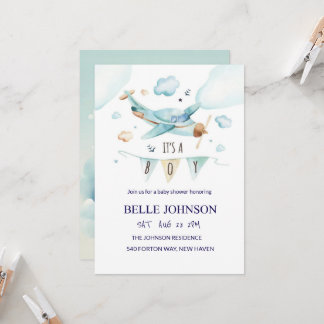 Elegant Baby Shower Invitation - Aeroplane Theme