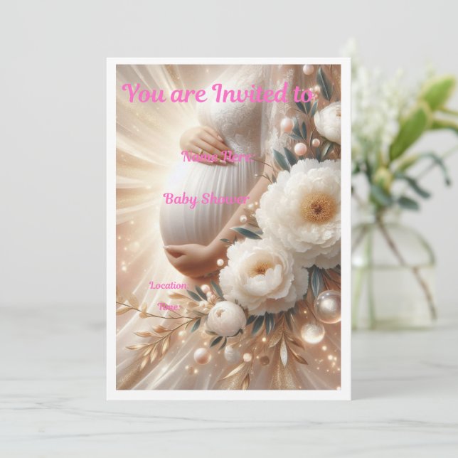 Elegant Baby Shower Invitation Floral Design (Standing Front)