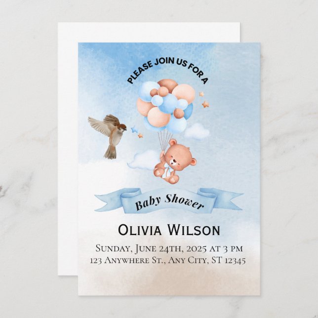 Elegant Baby Shower Invitation Template (Front/Back)