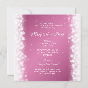Elegant Baby Shower Magic Sparkle Pink Invitation