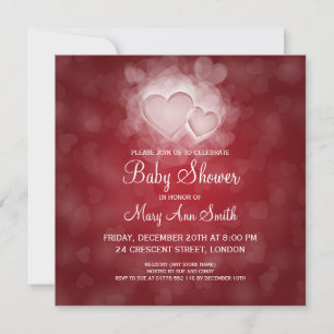 Elegant Baby Shower Modern Hearts Red Invitation