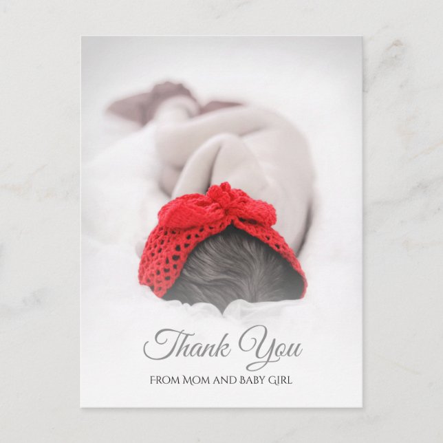 Elegant Baby Shower Newborn Photo Thank You Postcard (Front)