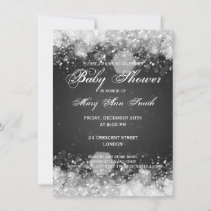 Elegant Baby Shower Night Sparkle Black Invitation