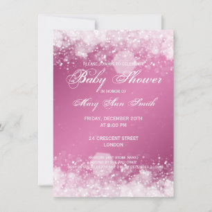 Elegant Baby Shower Night Sparkle Pink Invitation