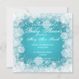 Elegant Baby Shower Night Sparkle Turquoise Invitation