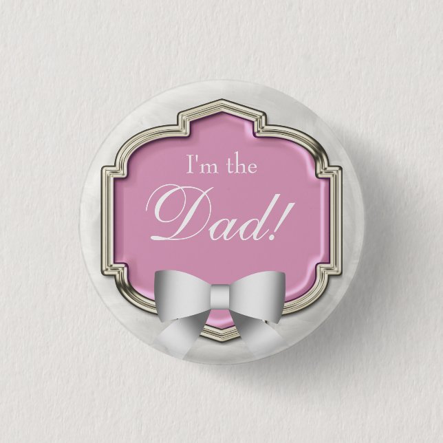 Elegant Baby Shower Party I'm the Dad 3 Cm Round Badge (Front)