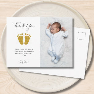 Elegant Baby Shower Photo Thank You Postcard