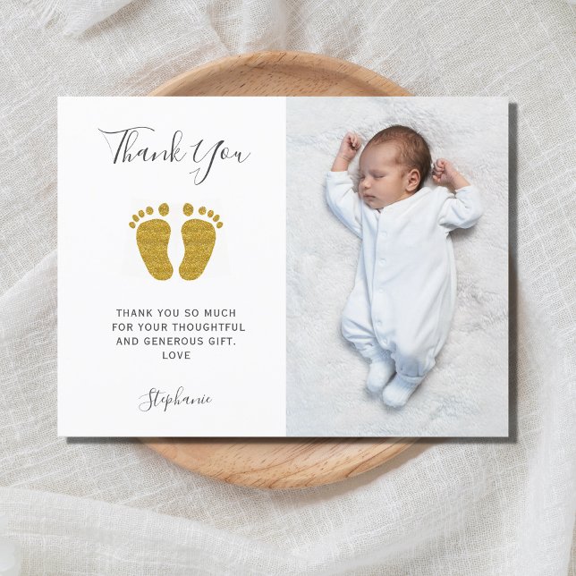 Elegant Baby Shower Photo Thank You Postcard (Creator Uploaded)