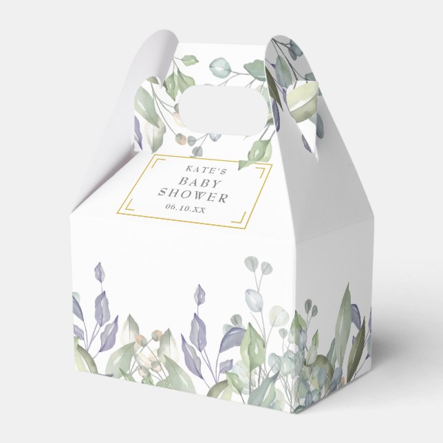 Elegant Baby Shower Sage Lilac Greenery Favour Box (Front Side)
