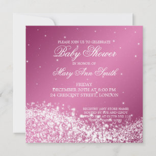 Elegant Baby Shower Sparkling Wave Pink Invitation