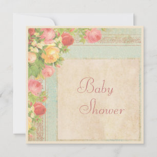 Elegant Baby Shower Vintage Roses Invitation