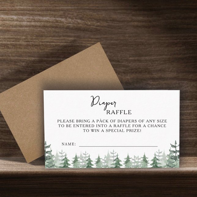  Elegant Baby Shower Watercolor Pine-tree Winter Enclosure Card (Creator Uploaded)