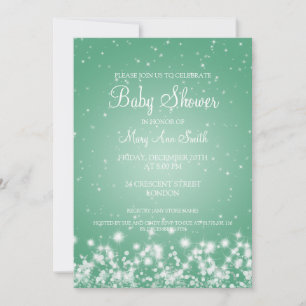 Elegant Baby Shower Winter Sparkle Mint Invitation