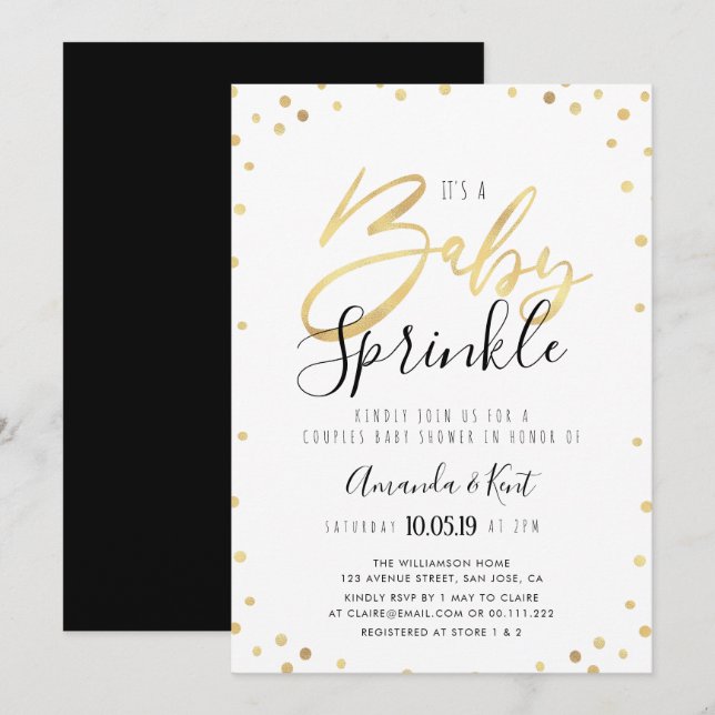 Elegant baby sprinkle couples shower invitation (Front/Back)