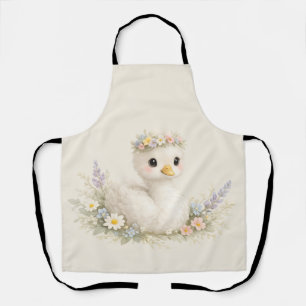 Elegant Baby Swan Wildflower Watercolor Stationery Apron