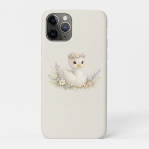 Elegant Baby Swan Wildflower Watercolor Stationery iPhone 11 Pro Case
