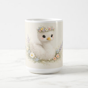 Elegant Baby Swan Wildflower Watercolor Stationery Coffee Mug