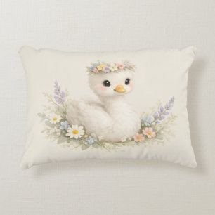 Elegant Baby Swan Wildflower Watercolor Stationery Decorative Cushion
