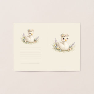Elegant Baby Swan Wildflower Watercolor Stationery Foil Card