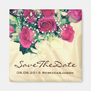 elegant Baby's Breath retro pink rose wedding Magnet