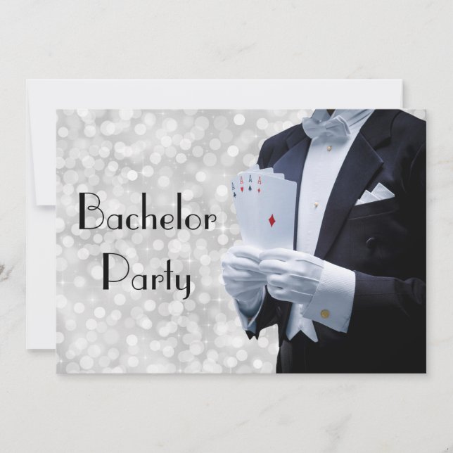 Elegant Bachelor Party Invitation with Tuxedo (Front)