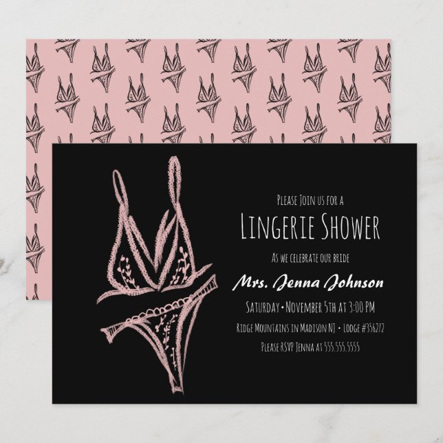 Elegant Bachelorette Lingerie Bridal Shower Pink (Front/Back)