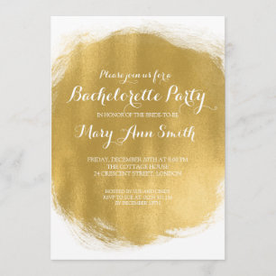 Elegant Bachelorette Party Gold Paint Look Invitation