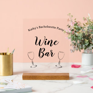 Elegant Bachelorette Party Wine Bar Acrylic Sign