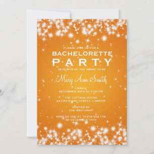 Elegant Bachelorette Party Winter Sparkle Orange Invitation