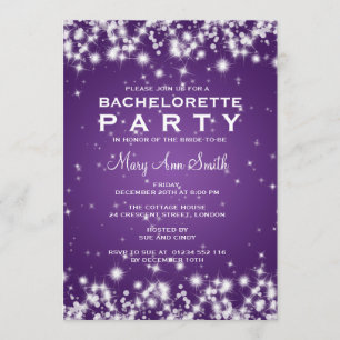 Elegant Bachelorette Party Winter Sparkle Purple Invitation