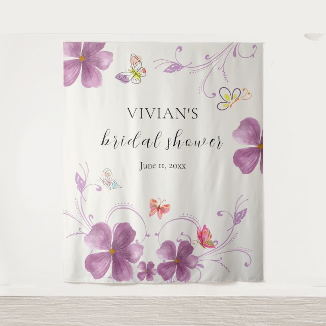 Elegant Baho He Gives Me Butterflies Bridal Shower Tapestry (Front)