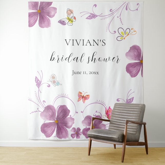 Elegant Baho He Gives Me Butterflies Bridal Shower Tapestry (In Situ)