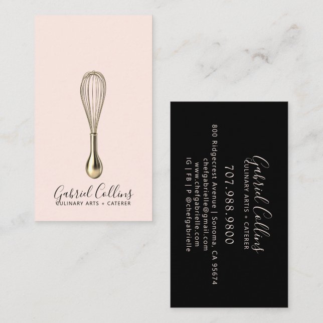 Elegant Baker Bakers Whisk  Business Card (Front/Back)