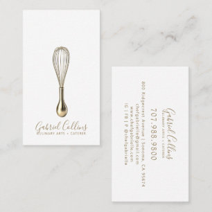 Elegant Baker Caterer Gold Whisk Business Card