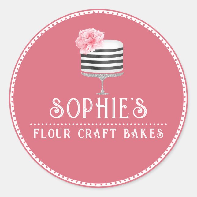 Elegant Baker Pink Cake Logo Bakery Product Label (Front)