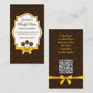 Elegant Bakery Cake Pops Sweets Business Card